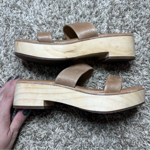Nisolo Ellie All-Day Clog Slide Wooden Platform Sandal In Almond - Picture 5 of 9